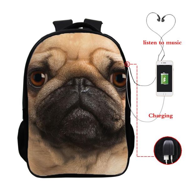 

backpack acuarela animals print girls boys 3d school usb charging schoolbags primary daily bag fashion laptravel bags