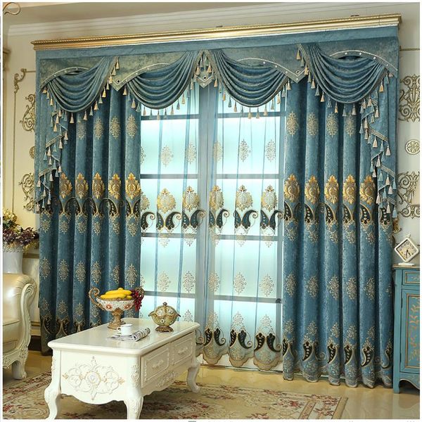 

luxurious european chenille embroidered curtain thickened shading bedroom modern curtains for living room dining & drapes