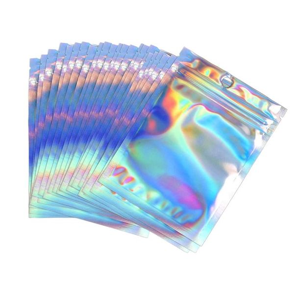 

pcs resealable mylar bags smell proof pouch 2.3x3.9 inches holographic color aluminum foil for storage