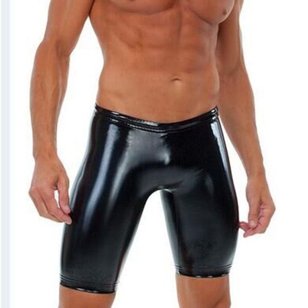 Mutande Collant in pelle da uomo in vinile Pantaloni corti Boxer gay Pantaloni skinny Clubwear Costumi Lingerie Boxer da uomo