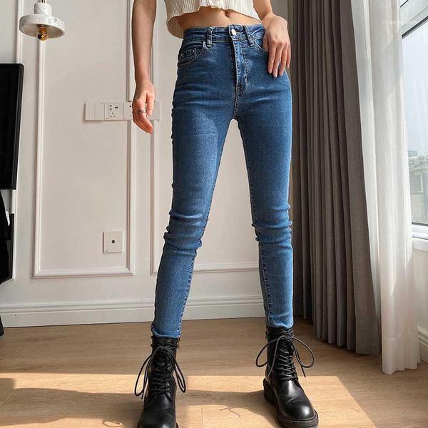 

women's jeans 2021 vintage woman's boyfriend for women with high waist skinny pencil stretch pants mom vaqueros mujer1, Blue