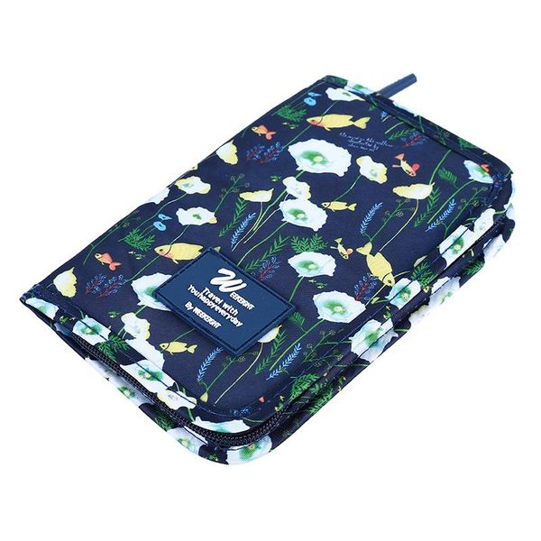 

card holders zipper passpord holder travel foldable purse bag cartoon print men women multifunctional package bags, Brown;gray