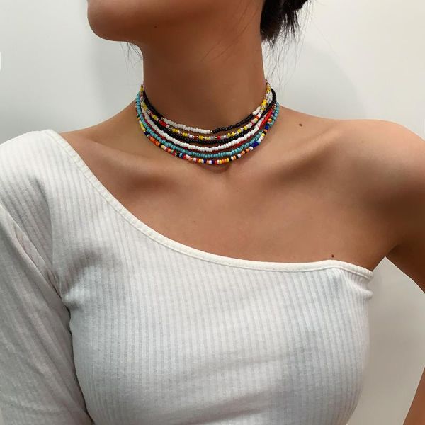 

chokers necklaces set beads necklace for women choker bohemian jewelry bijoux femme chains matching accessories wholesale, Golden;silver