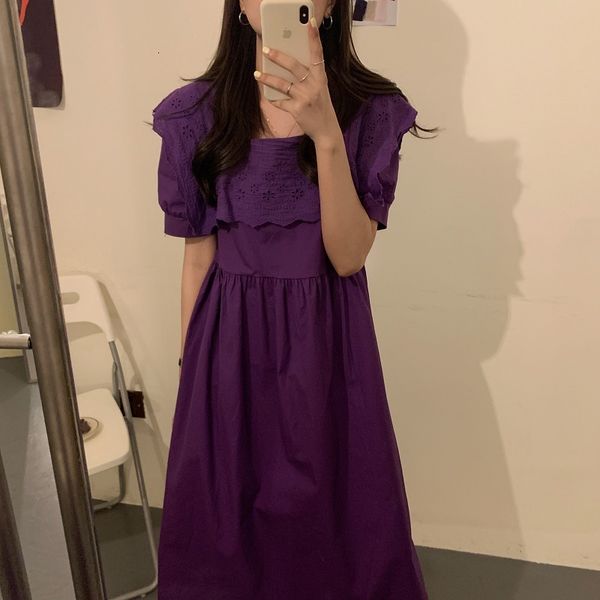 

dresses summer vintage sweet korean style lace stitching hollow out solid lapel party long es vestidos, Black;gray