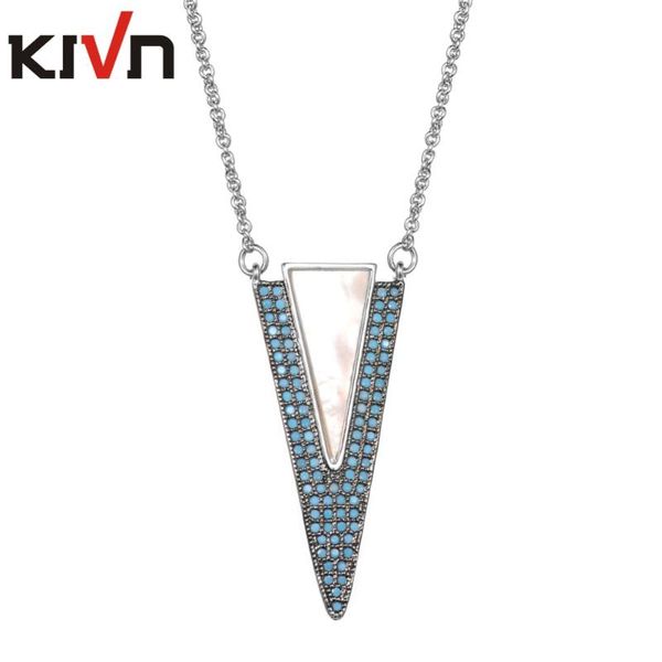 

pendant necklaces womens fashion jewelry triangle mother of pearl pave cz cubic zirconia for girls promotion birthday christmas gifts, Silver
