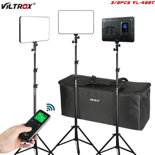

vl-400t 40w 3/2pcs led video light bi-color dimmable wireless remote lighting kit+75" stand for shooting flash heads