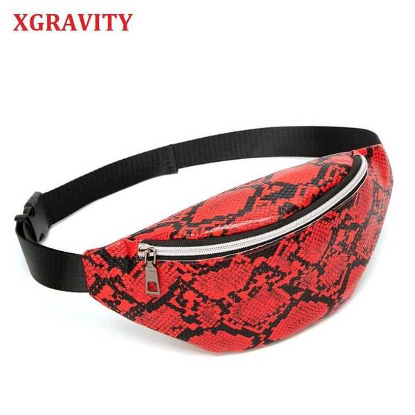 

women waist pack serpentine fanny pack pu leahter waist bag famal fashion snake skin waist belt female purse h020 210429