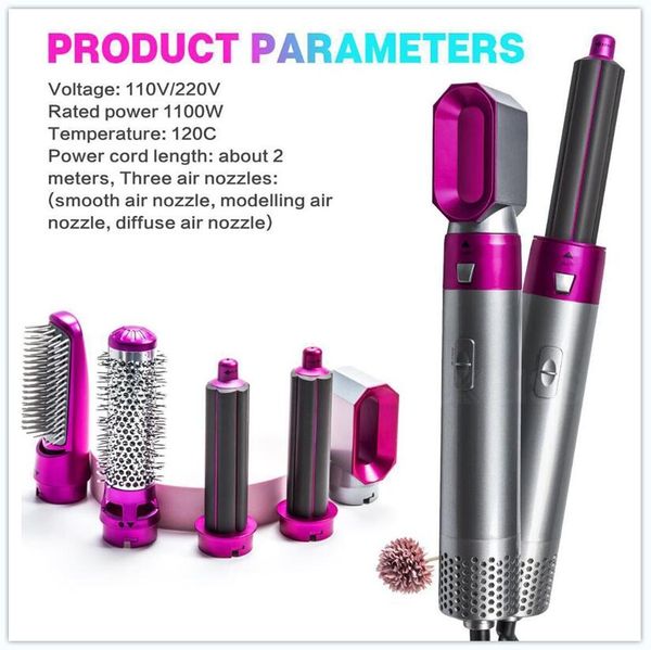 

5 heads multi-function hair curler dryer automatic curling irons with gift box for rough and normal eu us uk au plug 2021