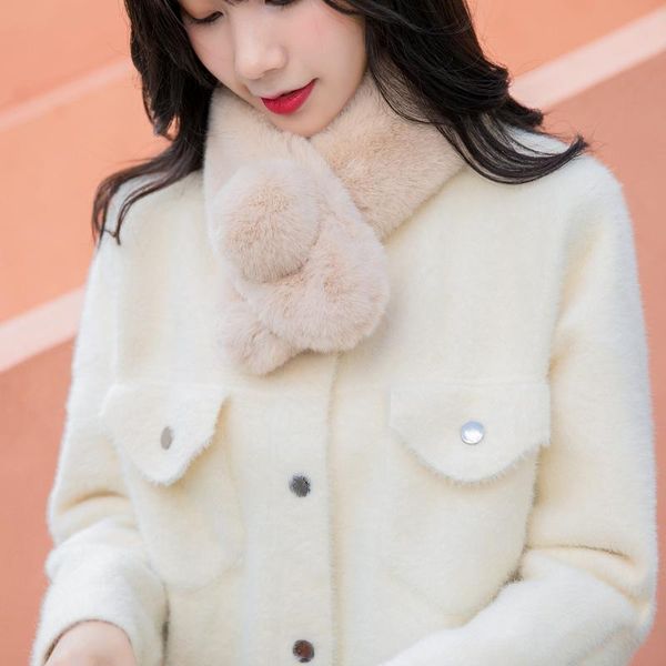 

scarves autumn and winter 2021 imitation fur scarf female korean version joker plush padded warm factory wholesale, Blue;gray