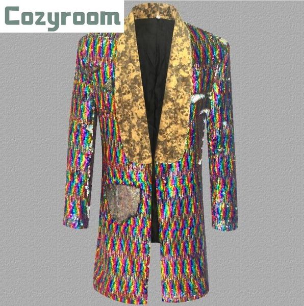 

colours sequin fashion lapel dress korean stage wear jacket men suit male singer personality trend costume s-5xl men's suits & blazers, White;black