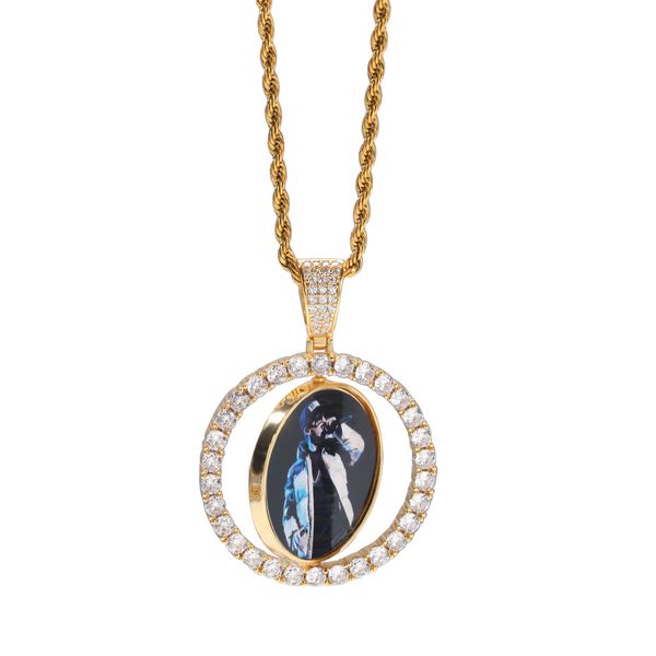 

custom ps necklace fashion gold iced out rotatable pendant mens hip hop double-sided p necklaces jewelry, Silver