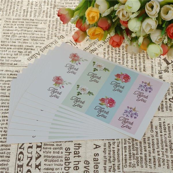 

gift wrap 80pcs/set vintage diy hand made thank you flower design label sticker for cake baking scrapbooking sealing