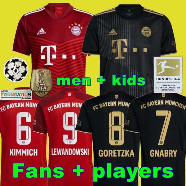 

player version bayern munich 21 22 lewandowski sane coman muller gnabry davies maillots de football kit munchen soccer jersey 2021 2022 home, Black;red