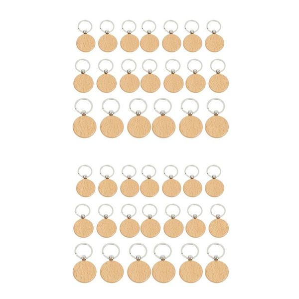 

hooks & rails 40pcs blank round wooden keychain diy key tag gift