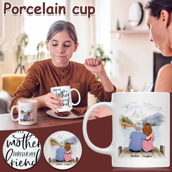 

mugs mother and daughters forever linked together commemorative mug gift creative home outdoor portable household drinking cup
