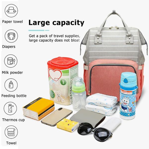 

diaper bags folding striped maternity care pregnant women outing travel backpack mummy baby nursing bag for stroller