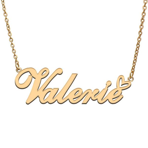 

pendant necklaces love heart valerie name necklace for women stainless steel gold & silver nameplate femme mother child girls gift