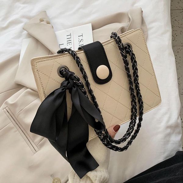 

evening bags designer ribbon shoulder for women 2021 fashion ladies pu leather crossbody chain handbags and purse female