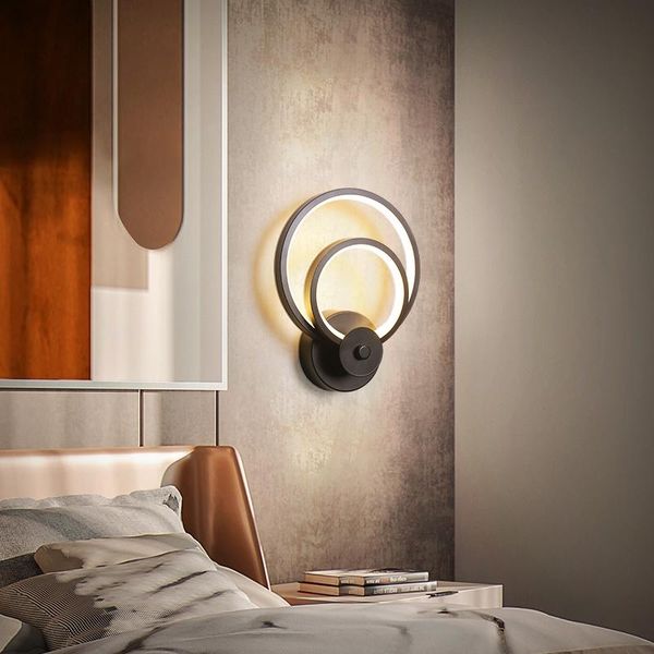 

wall lamp modern led bedroom bedside decoration creative white /black sconce light living room corridor aisle lighting fixtures