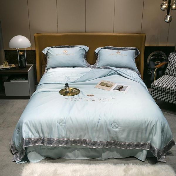 

ice silk cool sense embroidery summer by air conditioning skin-friendly sleep four sets comforters &