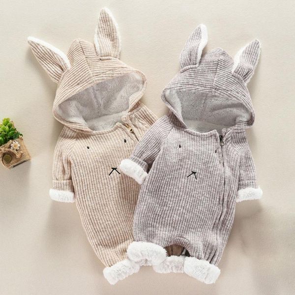 

clothing sets baby winter clothes warm jumpsuit born infant boy girl cartoon hooded 3d ear romper christmas costume, White