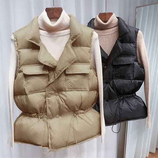 

winter down vests women sleeveless bodywarmer woman jacket windbreaker clothes lightweight coat warm waistcoat 211020, Black;white