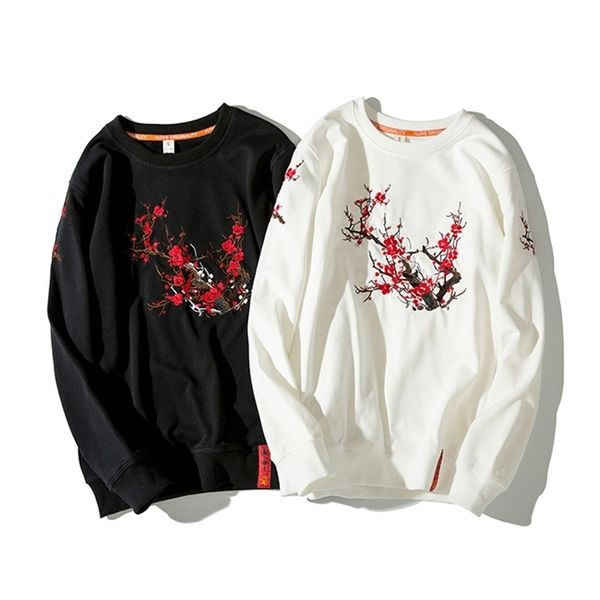 

cotton sweatshirts for men women embroidery yokosuka souvenir plum men's hoodie oversized long sleeve streetwear winter autumn 210819, White