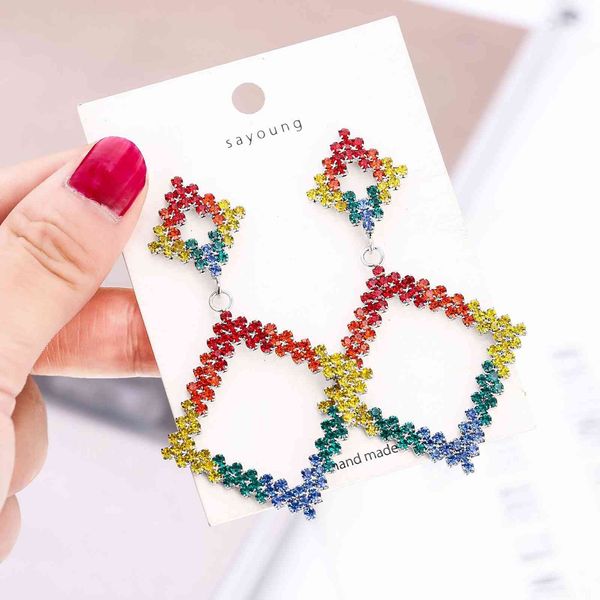 

a1150 new colorful diamond earrings fashion accessories, Silver