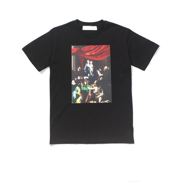 

of style no.4 fashion designer oil paintting cotton short sleeves t shirt mens tee t-shirt casual tee back printing shirt, White;black