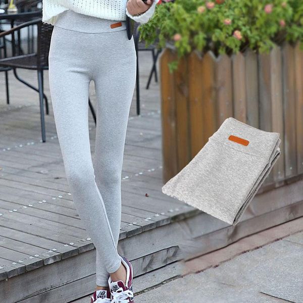 

women's leggings casual thicken women fall fashion fitness slim ankle length plus size elastic pants female, Black