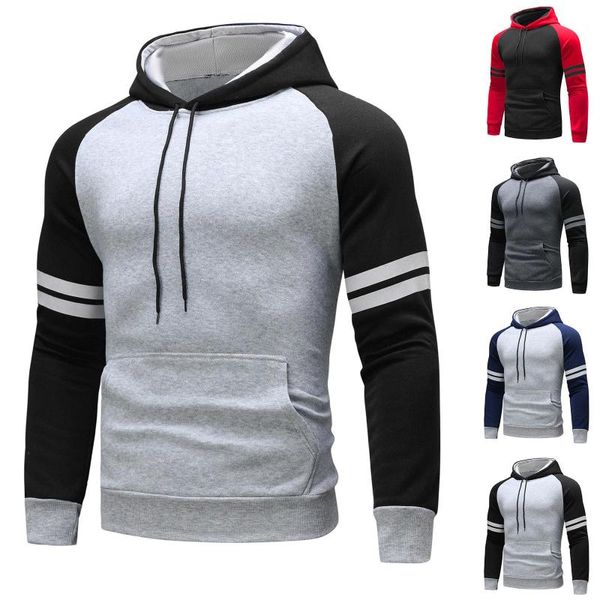 Erkek Hoodies Tişörtü 2022 Karışık Renk Şerit Sweatshirt Genç Kapüşonlu Rahat