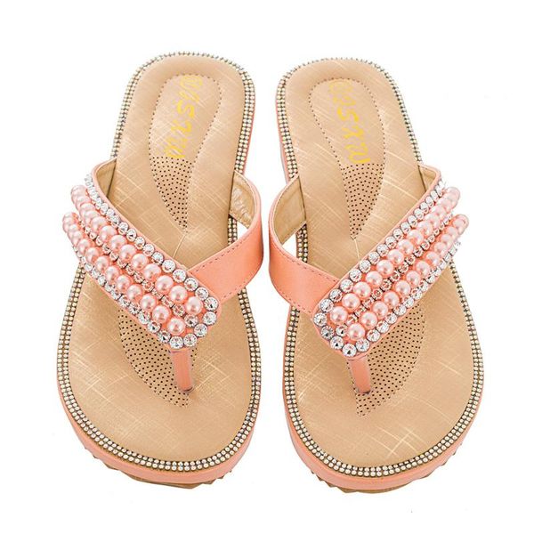 

slippers women summer wedge shoes platform beach bling rhinestone flip flops non-slip open toe sandal woman's casual, Black