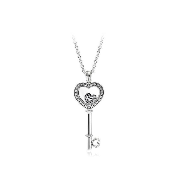 

pendant necklaces classic original s925 sterling silver the key of heart lock necklace for women girlfriend luxury jewelry holiday gift