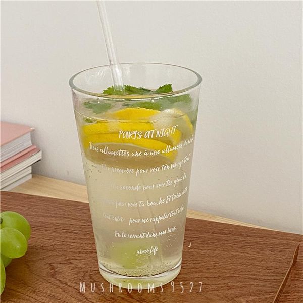 

wine glasses korean style french medieval vintage white letter glass water cup large capacity milk coffee juice