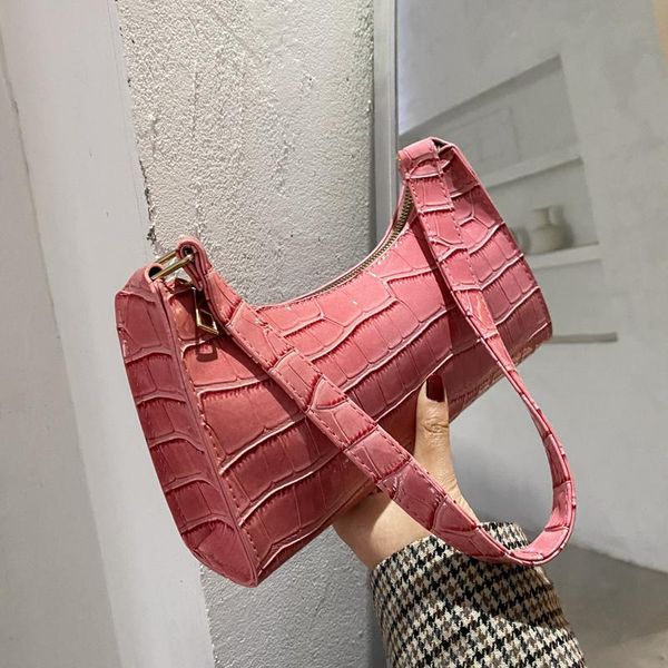 

luxury design ladies square underarm bag crocodile pattern shoulder bags for women fashion pu leather female daily handbag purse cross body