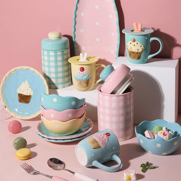 

bowls cake bowl cute children rice fruit plate kawaii mug dessert ceramic dish tableware set dinner plates and dishes