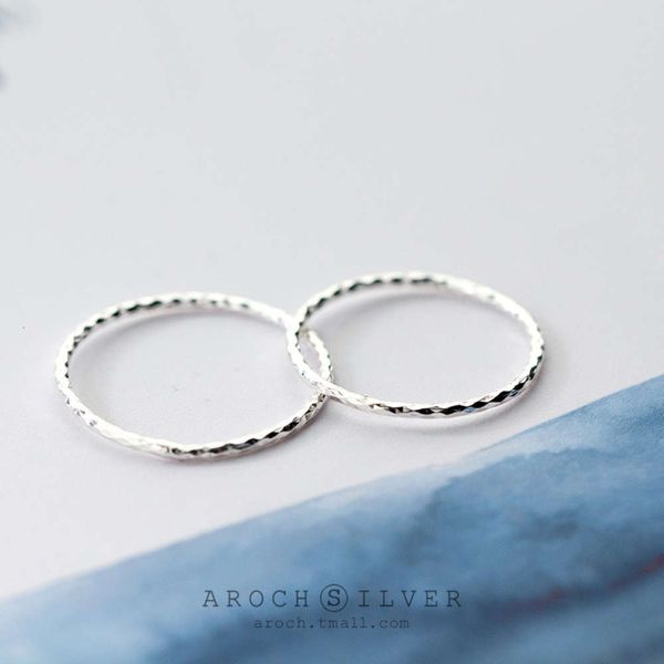 

s925 silver ring women's fashion simple gear thin section index finger ring female j2392, Black
