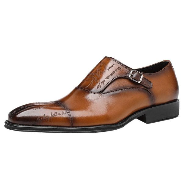 

dress shoes 89812 autumn and winter three-joint leather male business formal wear carved genuine buckle men wild wedding, Black