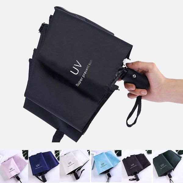 

umbrellas automatic umbrella 3 folding pure color anti-uv waterproof portable travel parasol fashion windproof women
