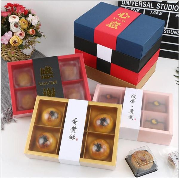 

gift wrap 10pcs 6 holes cupcake paper box clear wedding home party food packaging mooncake cookie cardboard cake boxes