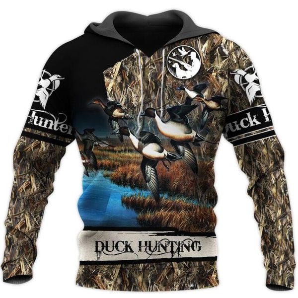 

men's hoodies & sweatshirts duck hunting camo 3d all over print suit fashion autumn sweatshirt/hoodie/zipper hoodie fun streetwear, Black