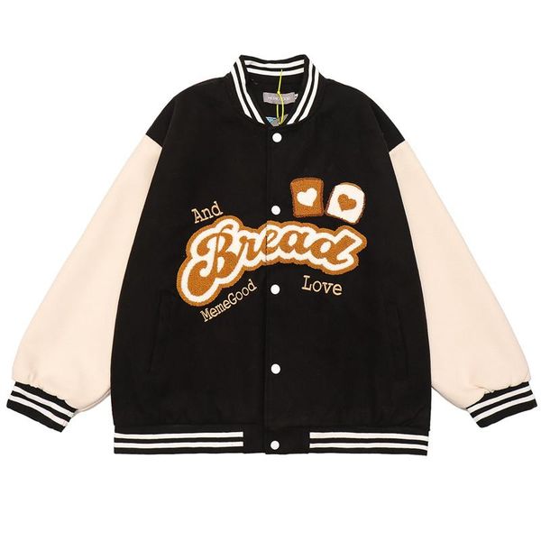 

men's jackets japanese streetwear baseball jacket men autumn winter letter embroidery patchwork college varsity retro hophop, Black;brown