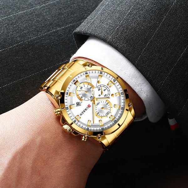 Big Diver Men Watches Brand Luxus Curren Gold Watch Männer wasserdichte Chronograph Golden männliche Armbanduhr Relogio Maskulino 210527