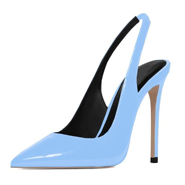 

dress shoes lovirs women elegant pointed toe slingback slip on pumps 12cm office ladies wedding high heels plus size us5-15, Black