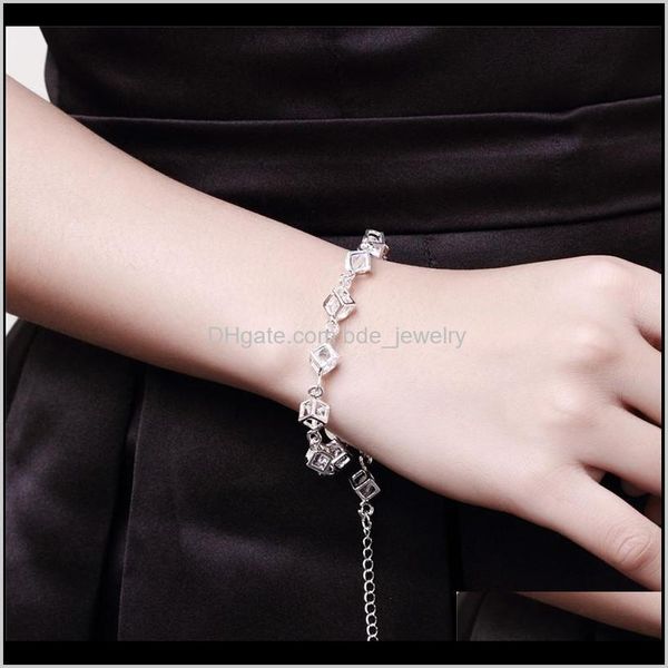 

link chain bracelets jewelryfashion jewelry 925 sier crystal charm bracelet women christmas gift 10pcs / lot drop delivery 2021, Black