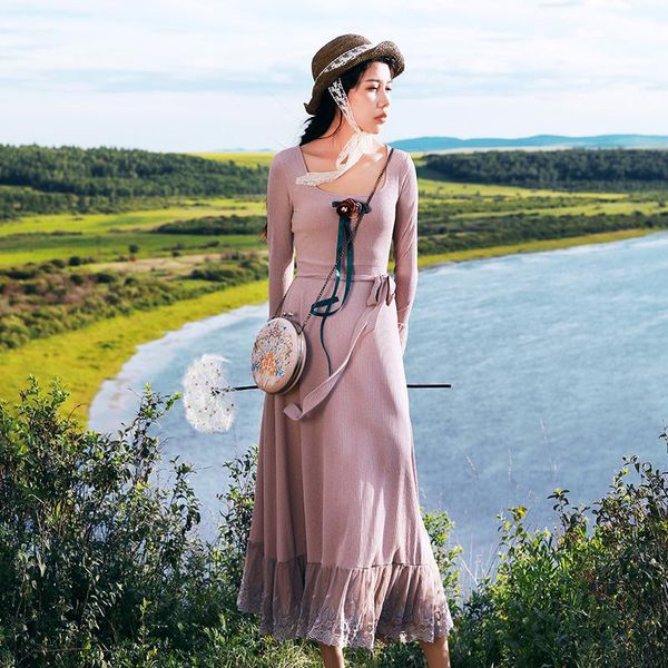 

casual dresses autumn women elegant knitted long-sleeve medium-long slim dress, Black;gray