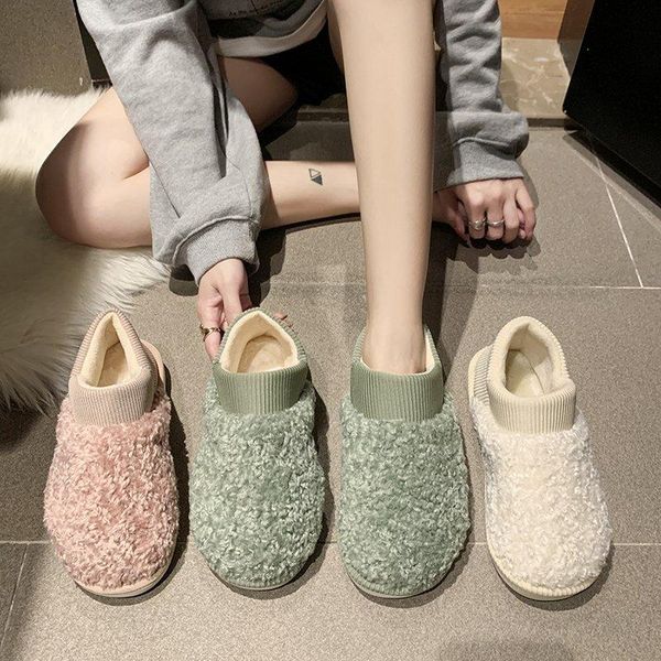 

boots winter shoes women ankle warm snow woman flats slip-on outdoor walking ladies platform mujer 2021, Black