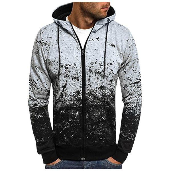 

men's jackets casual daily inkjet printed coat zipper pocket long sleeve streetwear windbreaker outfits hooded, Black;brown