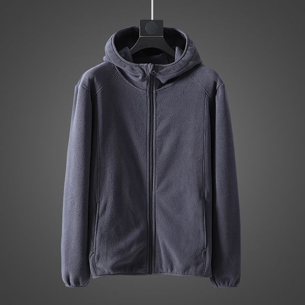 

basic japanese single cattle men's outdoor sports fleece hooded jacket sweater jacket fashion, Black