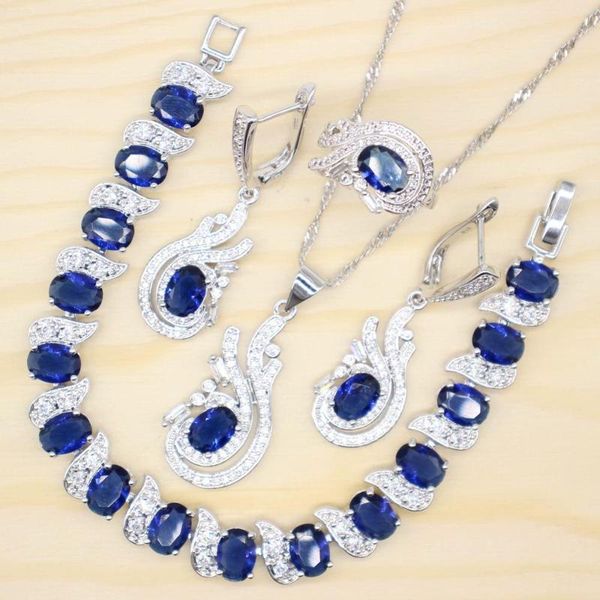 

earrings & necklace gjzy women wedding bridal jewelry sets personalized drop pendant crystal rings for, Silver